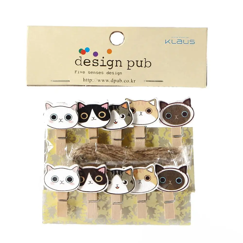 Wooden Clips 10 Pcs/Lot Creative Cartoon Animal Wooden Clip With Hemp Rope Photo Paper Clothespin Craft Clips Party Decoration Clip