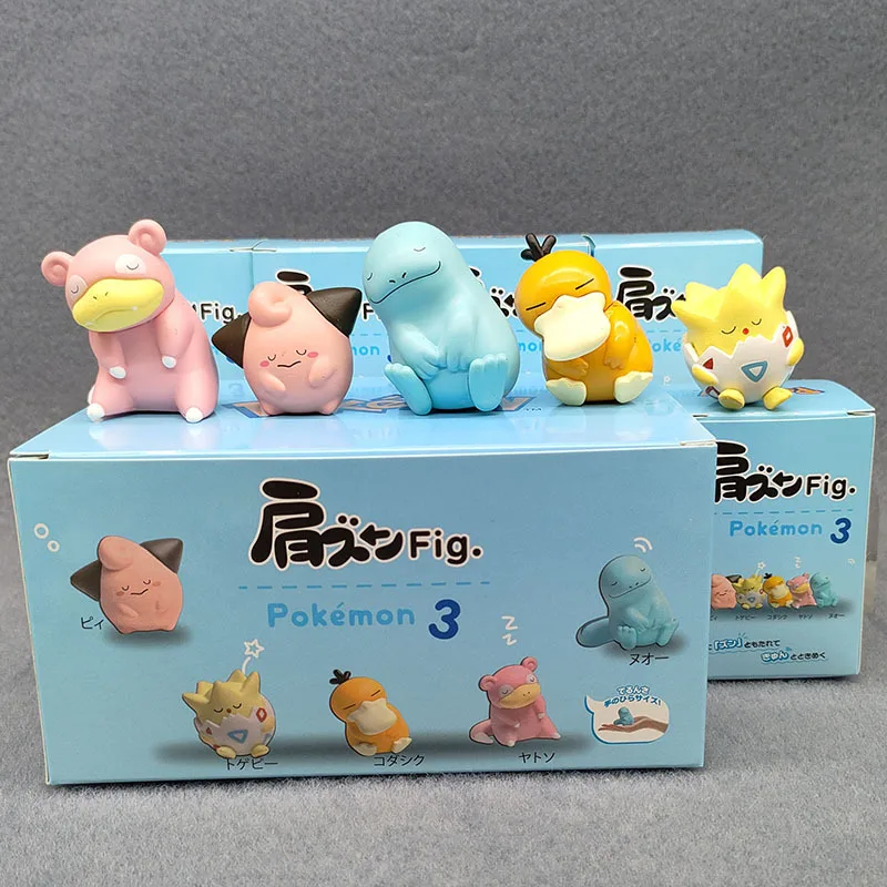 

5pcs/Box Pokemon Togepi Clefairy Quagsire Psyduck Shoulder Sleep FIG Series Rowlet Gonbe Figure Cartoon Collect Doll Model Toys