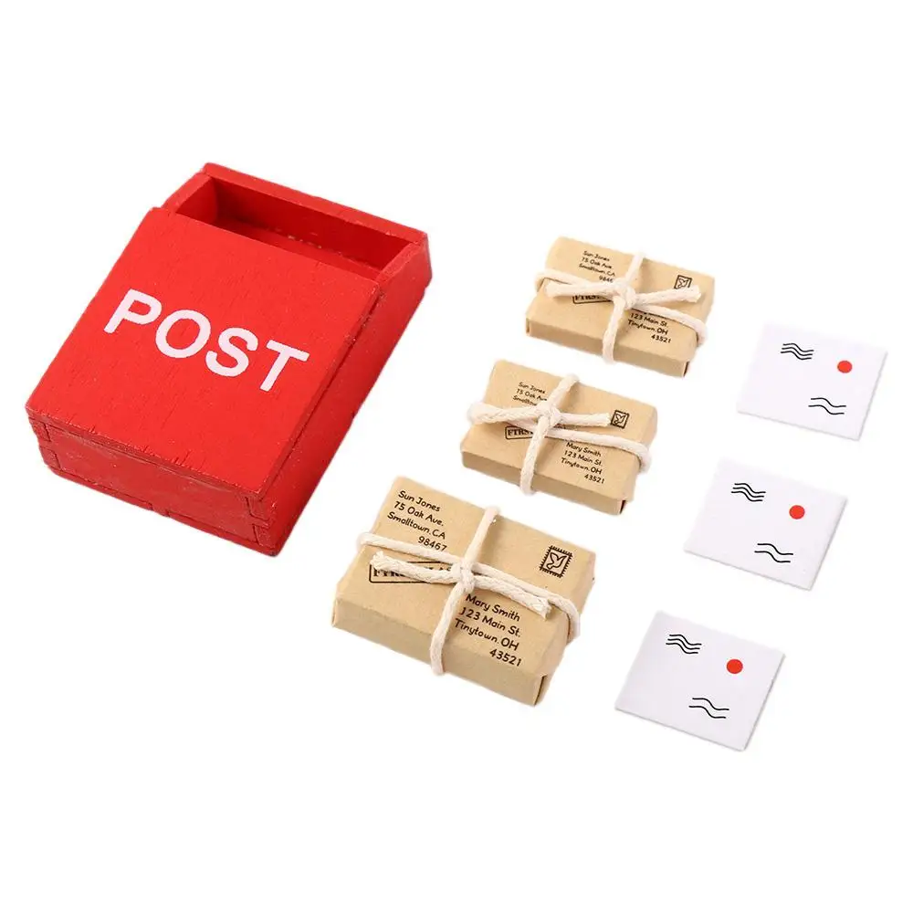 Decorative Craft Scene Decoration With Mail Sack Postcard Simulation Furniture Toy Mini Mailbox Dollhouse Miniature Letter Box