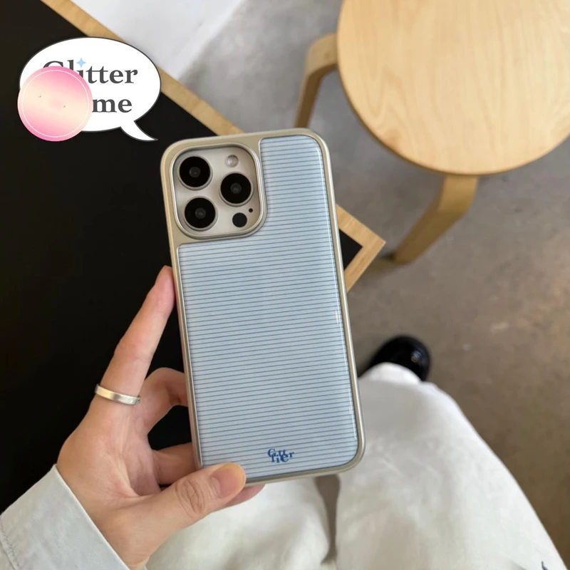 Stripe Minimalist Electroplated Resin Shockproof Phone Case
