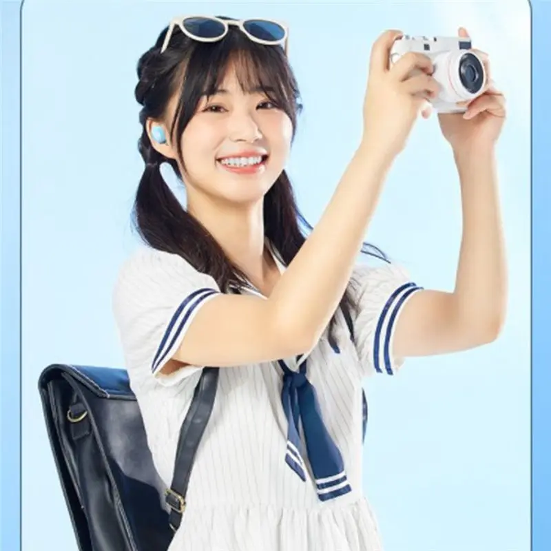 T28C 미니 무선 블루투스 헤드셋 터치 라이트 귀마개 땀 방지 HD 음질 스테레오 범용 헤드셋, 노란색