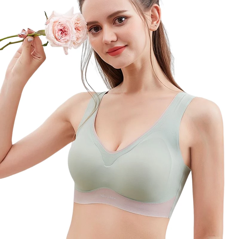 

Women Non-stiffening Bra Comfortable Side Breast Collection Ice Silk Cool Non-marking Bra Anti-upper Slip Bra Sports Underwear
