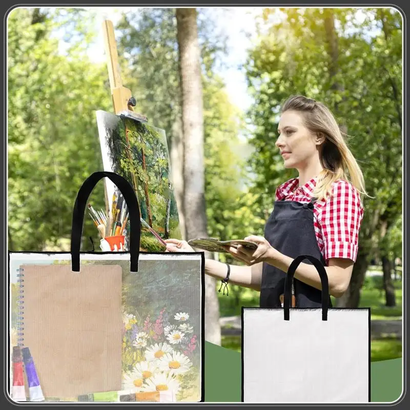 19X25 Art Portfolio Bags,Clear Portfolio Folder For Artwork,Waterproof Poster Storage Bags+Handle For Drawing Board