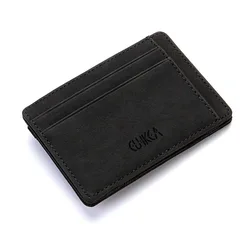 Compact Zipper Coin Pocket Wallet - Premium PU Leather with Slim Card Holder Design (Black)