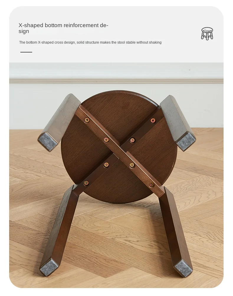 Dining Table Stool Household Solid Wood Living Room Dining Room Stackable Modern Simple Square Round Rubber Wood Drop-shipping