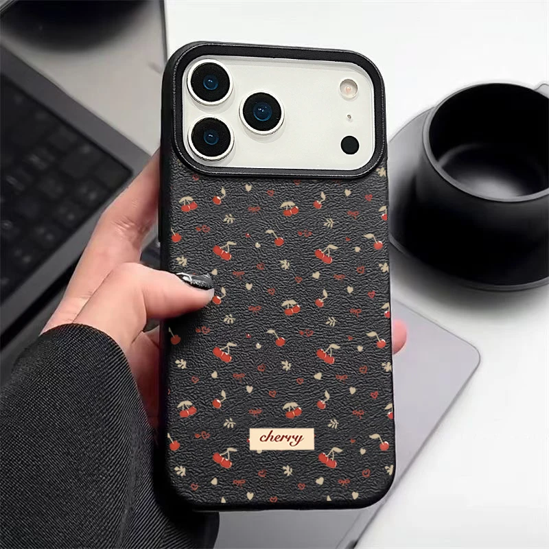 Little Cherry Leather Texture Shockproof Phone Case