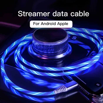 MVQF 3in1 6A Charging Cable Flowing Light Up Data Cord Fast Charging Line Micro USB Type-C Connector for Samsung Xiaomi Huawei - Image 3