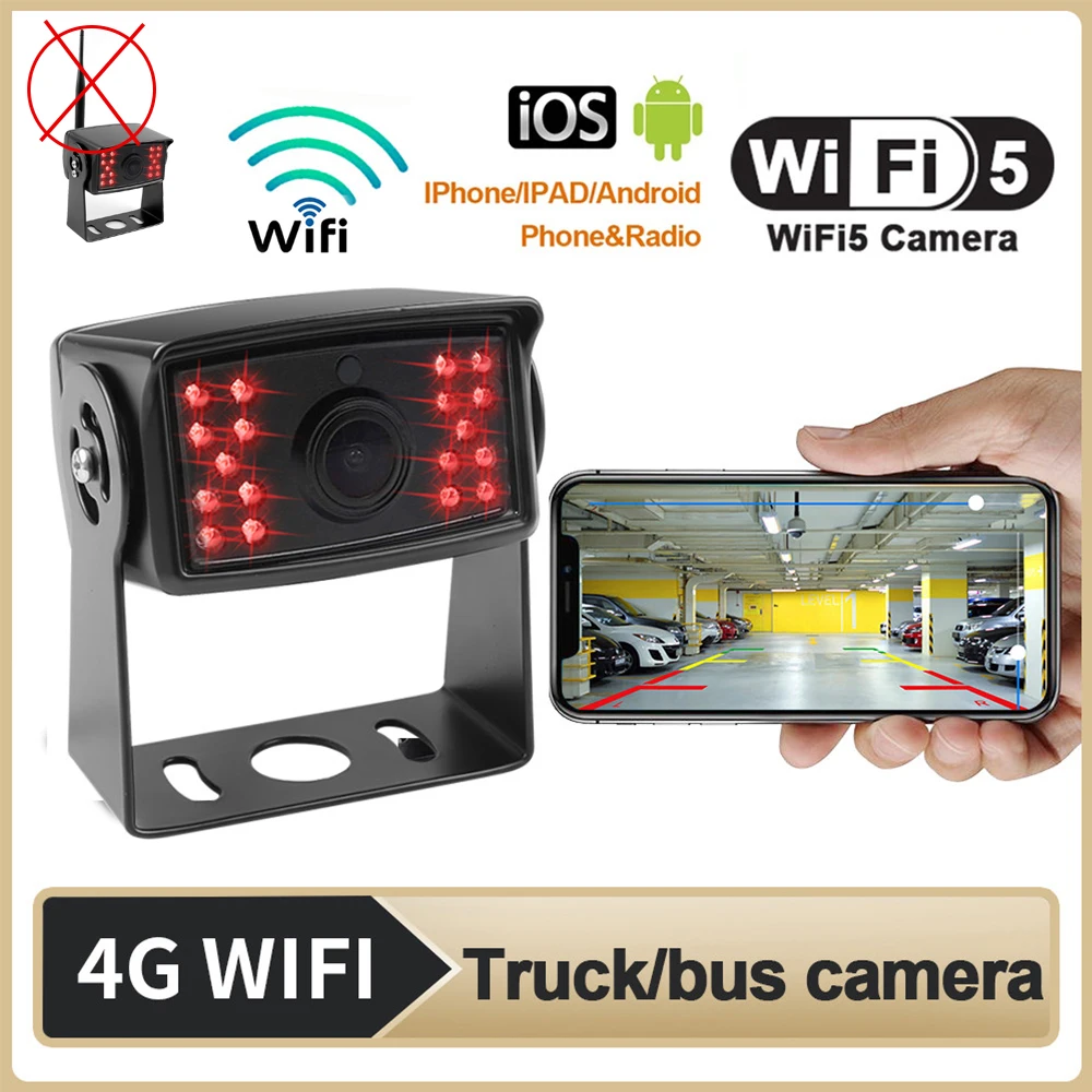

4G WiFi HD 1080P 170 Degree 50M Wireless Bus Van Truck RV Car DVR Front Rear View Camera For IOS and Android Phone