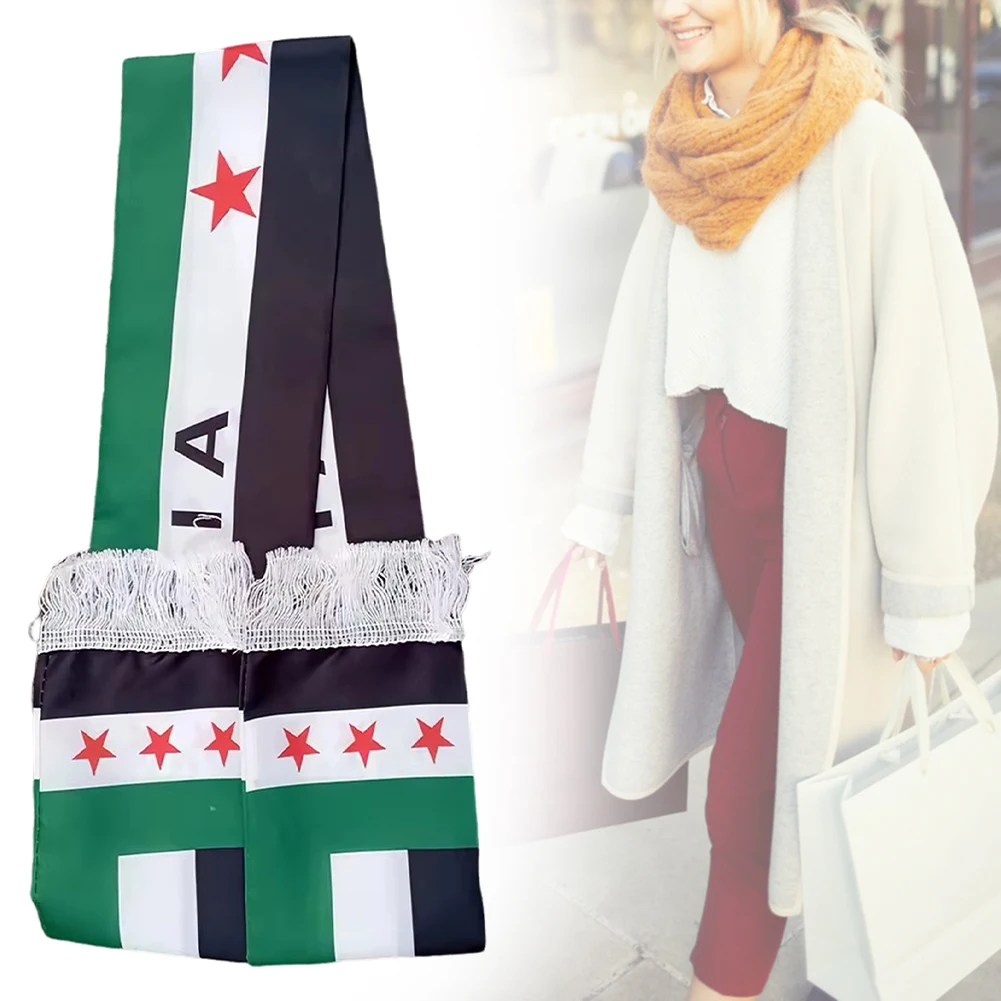 Green Syria Flag Scarf Three Stars Printed The Syrian Arab Republic Scarf For Men Women 2