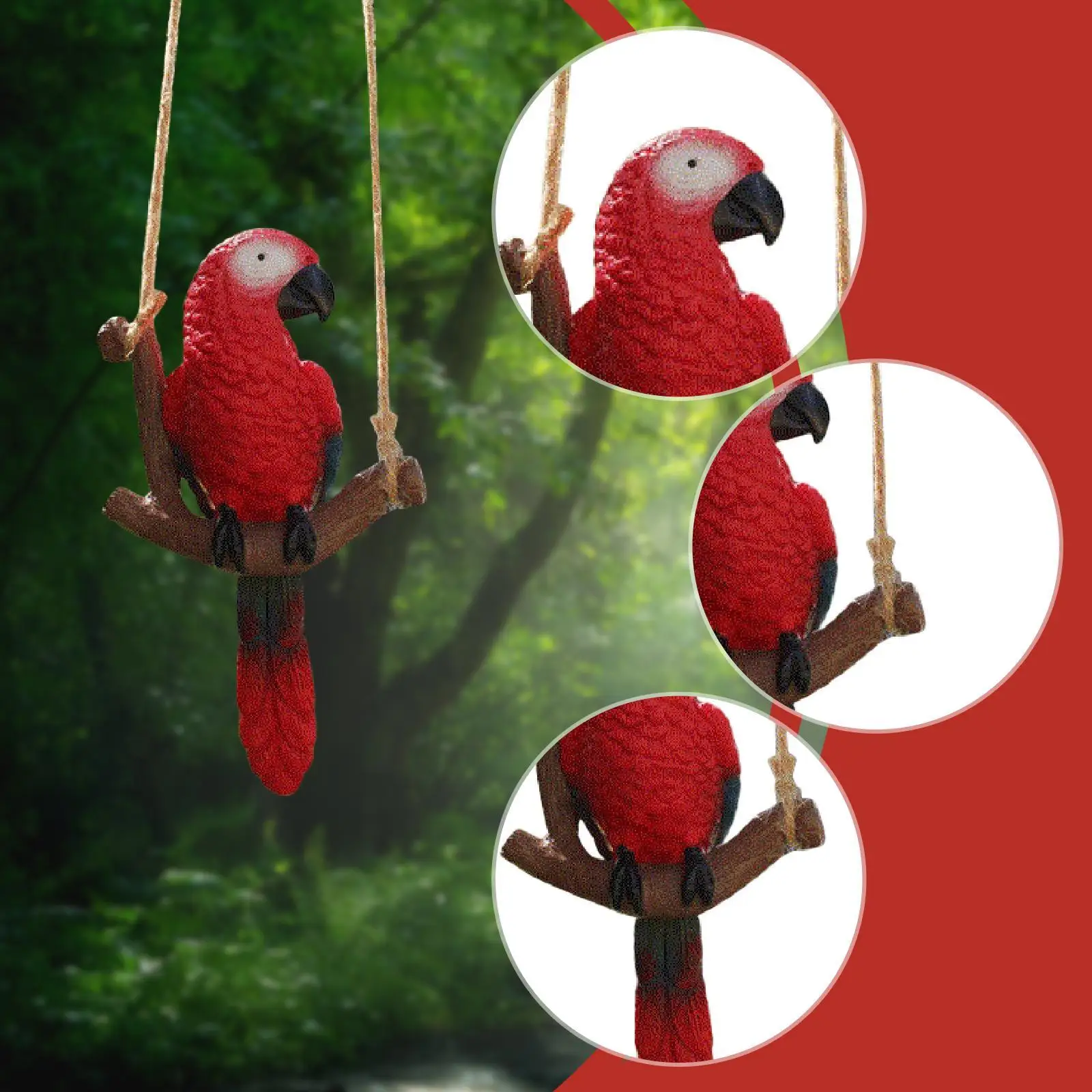 Garden Parrot Figurine Hanging Decoration Micro Landscape Cute Resin Garden Bird Statue for Porch Home Indoor Outdoor Lawn Yard