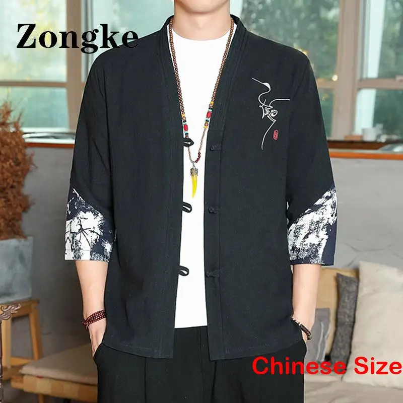 

Zongke Patchwork Japan Kimono Men Japanese Style Clothing Kawaii Clothes Cardigan Shirt Blouse Haori Cardigans 5XL 2023 Summer