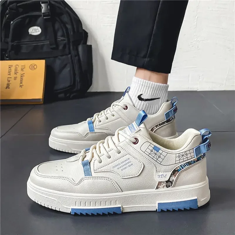 

2024 New Summer Breathable Men's Leather Board Shoes Korean Edition Sports and Casual Shoes Little White Shoes Trendy