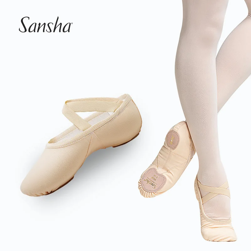 Sansha Adult Ballet Shoes Canvas Professional Ballet Dance Shoes For Girls Women Men Pink/Black/White/Light Tan S62D