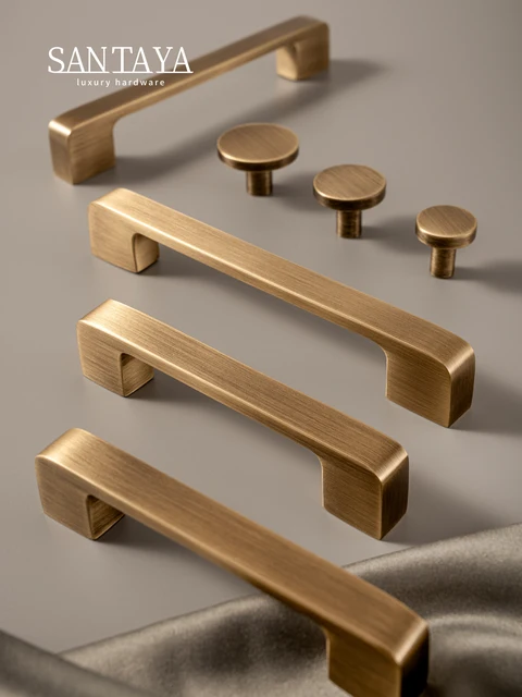 Santaya ทองเหลืองทองเหลืองสําหรับเฟอร์นิเจอร์ตู้เสื้อผ้าประตูลิ้นชักตู้ครัวดึงโมเดิร์น Minimalist โบราณตู้ยาว 1