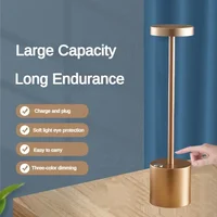 3600mAh Modern Three-color Infinitely Dimmable Rechargeable Table Lamp Led Bedroom Bar Desk Lamp USB Night Light Gift Hot 2