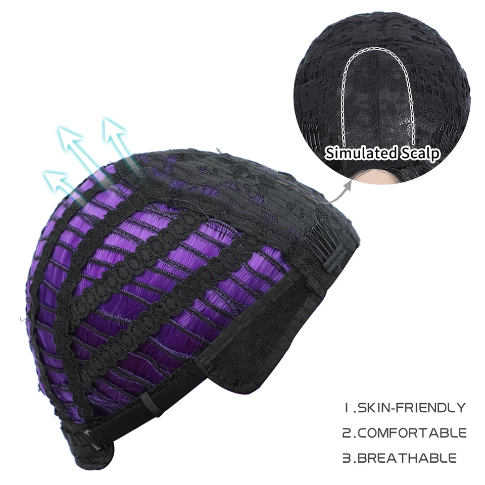 Parrucca Viola Con Ciuffo Parrucche Corto Dritte Bob Per Donne 30 Cm - Foto 8