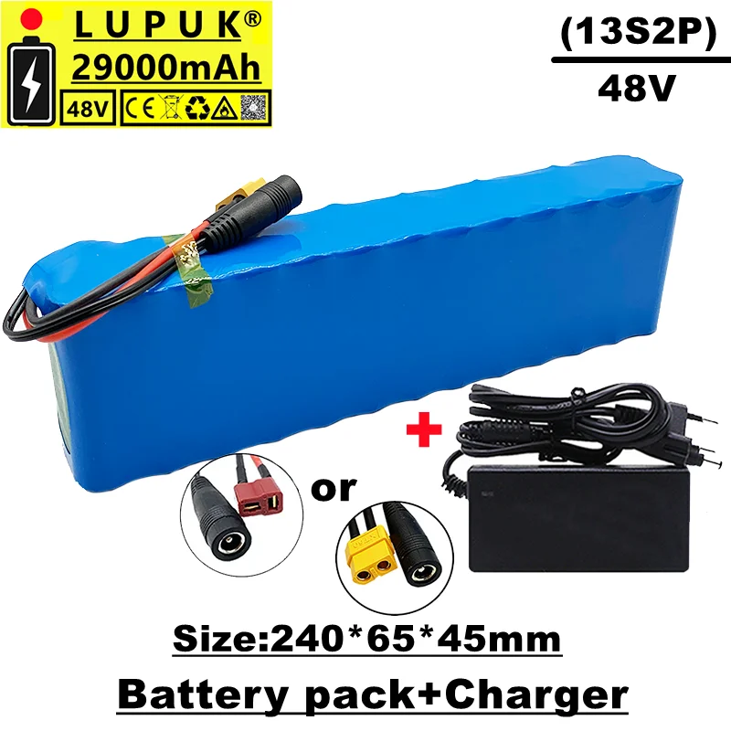 

48V lithium ion battery pack, 13s2p, 29000 MAH, 1000 watts, built-in BMS, suitable for eBike electric bicycle, sold with charger