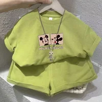 Summer Baby Girls Clothes Set Kid Fashion Disney Printed T-Shirts And Shorts 2pcs Suit Children Short Sleeve Top Bottom Outfits 2