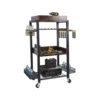 4 Tier Garage Storage Organization Shelving Tool Holder Drill Rack Shelf Rolling Cart Open Tool Chest Cabinet Box Organizer with 1