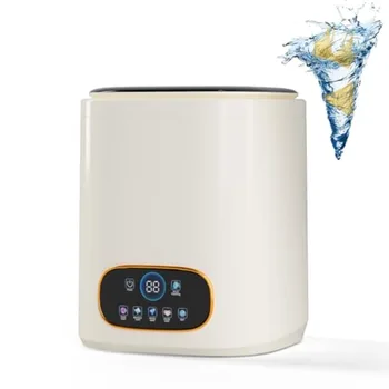 Portable fully automatic washing machine for apartments, dorms, RVs travel; ABS plastic body; white; 9L capacity, LCD touch con 1