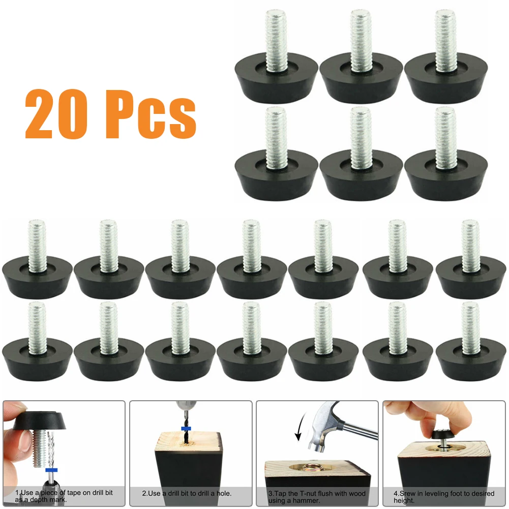 

20 Pcs Leveling Foot Screw On Type FurnitureTable Chair Glide Leveling Foot Adjuster Furniture Sliding Level Home Accessories