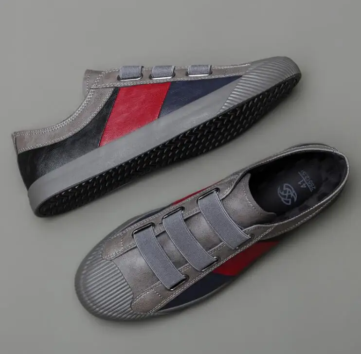 Shoes for Men Leather Casual Shoes Spring Autumn Fashion Slip-On Cool Loafers Leisure Patckwork Flat Skate Shoes 5