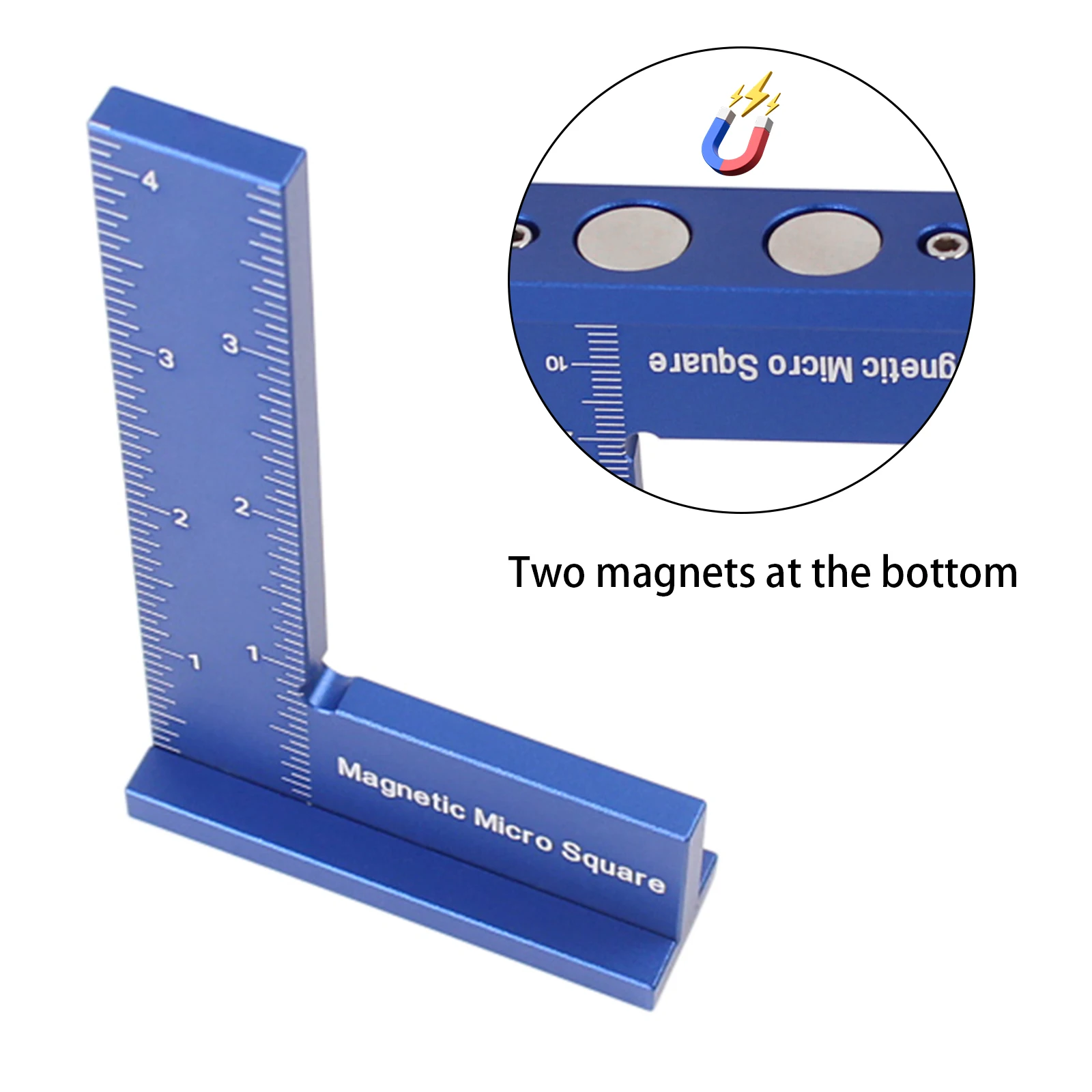 1Pc Precision Machinist Magnetic Square Metric/Inch Engineer Square Aluminum Alloy 90 Degree Right Angle Ruler Measurement Tool machinist square