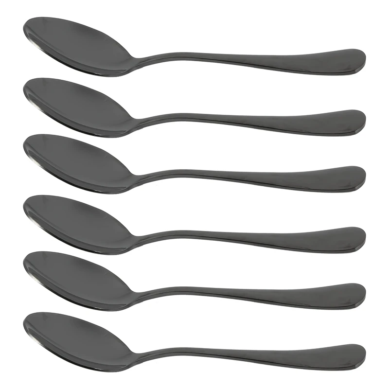 

Black Teaspoons Teaspoons, Mini Stainless Steel Cake Spoons, Scoop For Ice Cream , Small Teaspoons For Dessert, Set Of 6 (Black