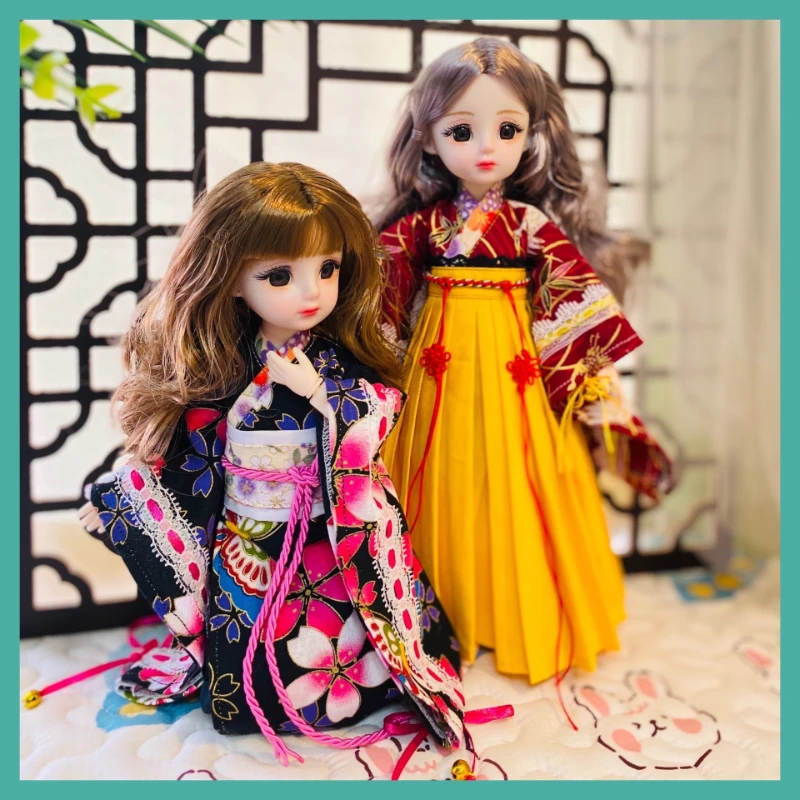 일본식 기모노 30cm 소녀 인형 세트 1/6 인형 드레스업 세트