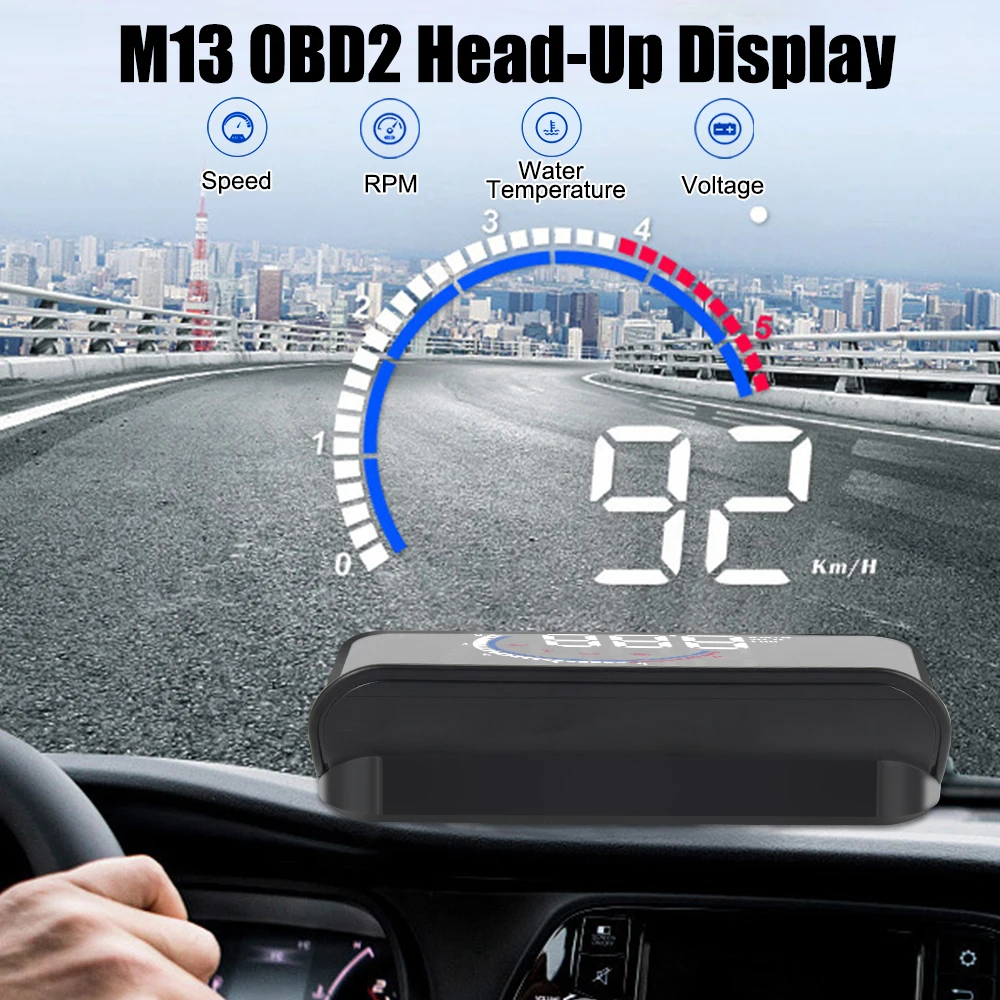 

Windshield Projector Digital Alarm Set GPS Compass Clock Speed Meter Auto Accessories M13 HUD Car Head Up Display Speedometer