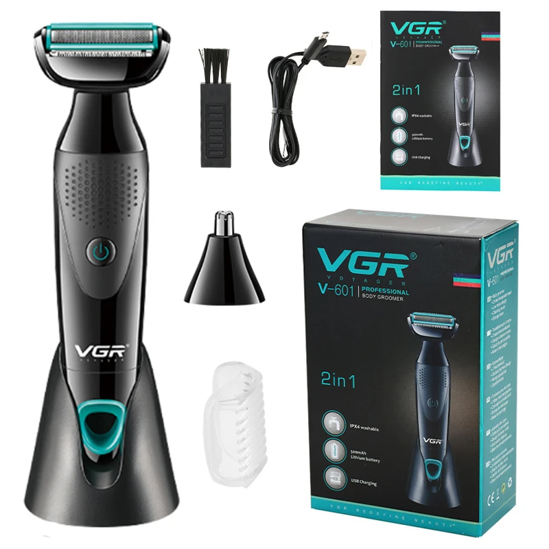 Pubic Hair Shaver VGR Male Intim Shave Intimate Shaving Men's Underhair Chest Arm Groin Area Haircuts Epilator IPX4 Intime Rasor 2