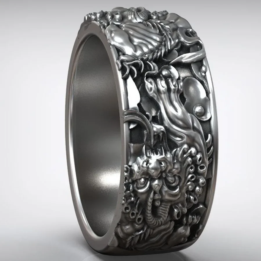 12g Chinese Tiger Traditional Ornament Wedding  Customized 925 Solid Sterling Silver Rings Many Sizes 6-13