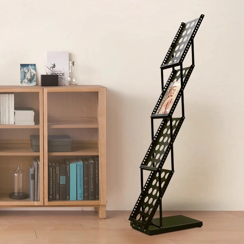 A4 Iron Exhibition Internet Celebrity Storage Folding Information Rack Floor-Standing Medieval Magazine Rack Vertical Newspaper and Journal Promotional Display