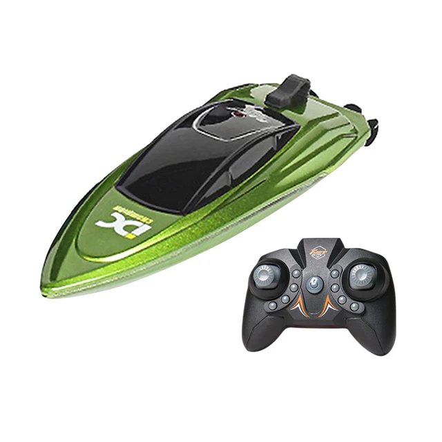 805 2.4GHz Mini RC Speed Boat High Speed LED Lights Waterproof Electric Remote Control Ship Water Model Kids ToysGreen