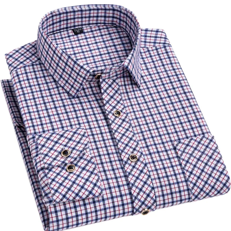 

Рубашка мужская клетчатая на пуговицах, Классическая Повседневная Классическая в клетку, с карманами, в клетку, в деловом стиле, весна