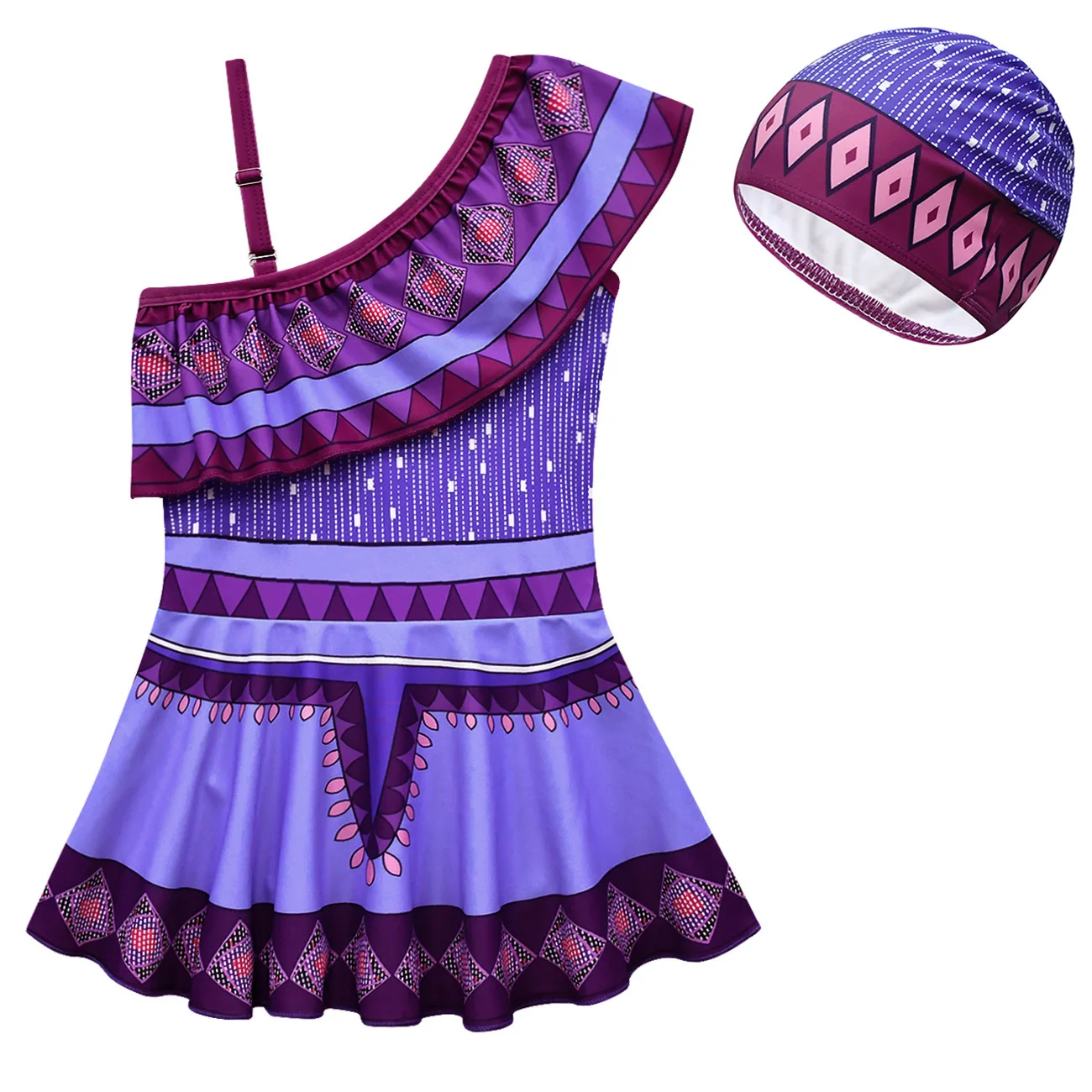 Movie Wish Asha Princess Costume Kids Girl Halloween Party Purple Skirt Flying Sleeve Vestido Outifit Children Dresses