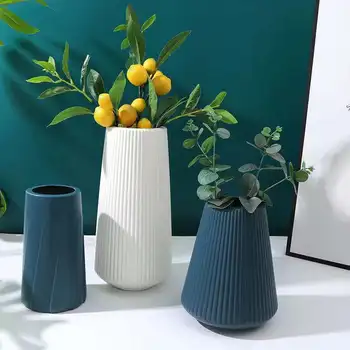 Plastic vase from Morandi to decorate the living room, modern origami plastic vases for flower arrangements, home decor.