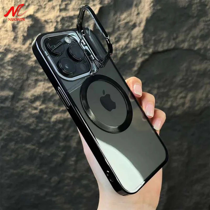 For iPhone 15 Plus Case Invisible Bracket Camera Protection Stand