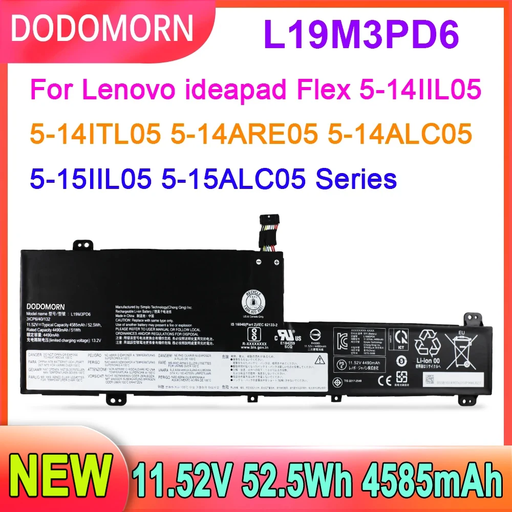 

New L19M3PD6 L19D3PD6 Laptop Battery For Lenovo IdeaPad Flex 5-14ARE05 5-14ITL05 5-14IIL05 5-14ALC05 5-15IIL05 5-15ALC05 Series