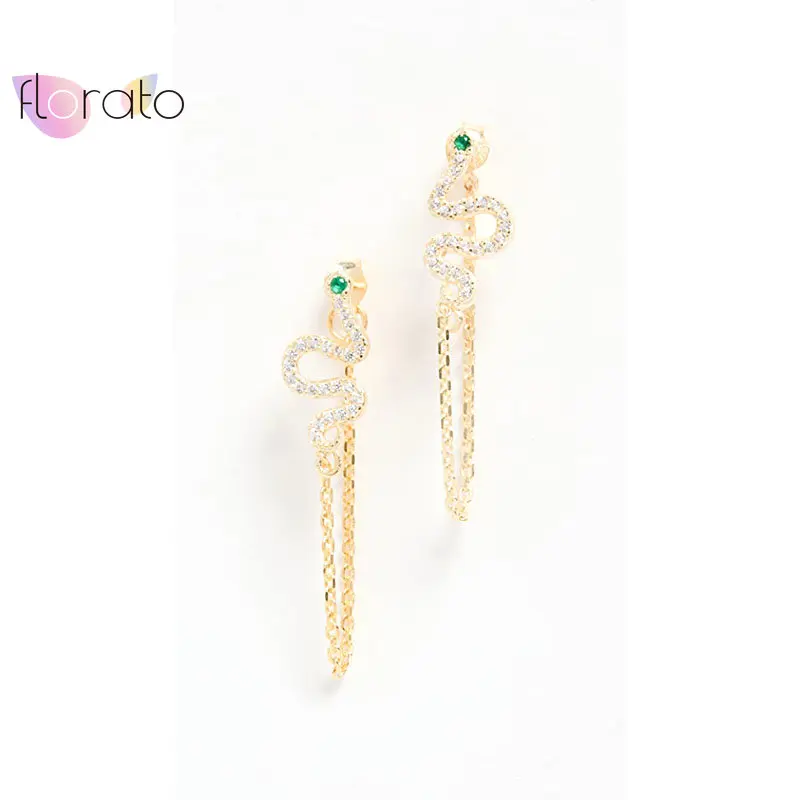 

925 Silver Needle Fine Snake Shaped Tassel Chain Stud Earrings for Women Simple Flowers Earrings French Romantic Wedding Jewelry
