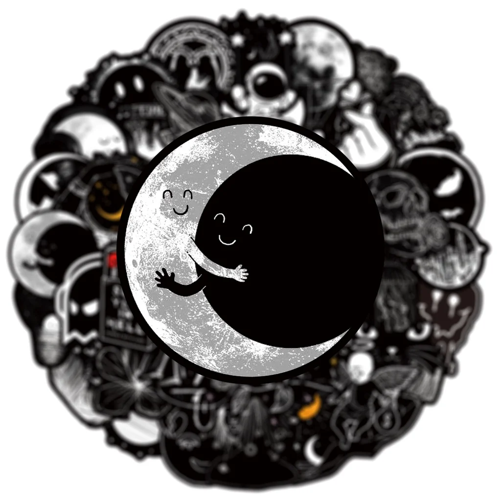 50개 개인 맞춤형 흑백 고딕 추상 그래피티 스티커 (헬멧, 자전거, 핸드폰, 스토리 스토어용)