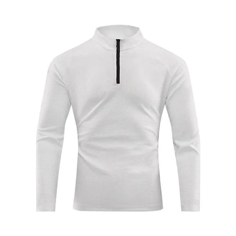 New Autumn Half-Zip Men's Long Sleeve T-Shirt Breathable Stretchy Outdoor Sports Casual Top Board Golf Brand