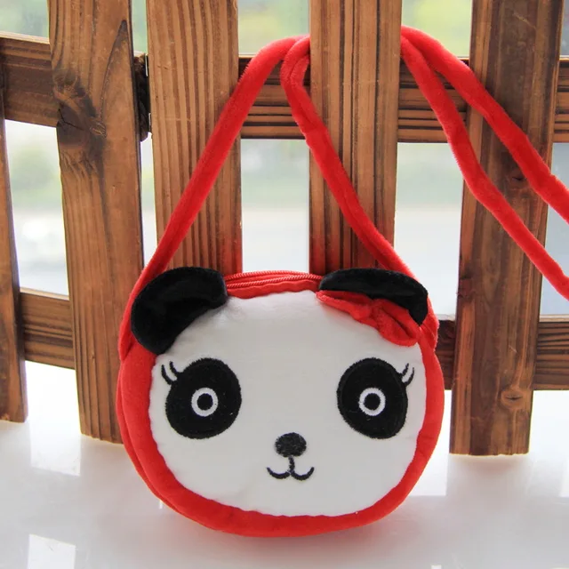 Lovely Children Coin Purse Cartoon Plush Messenger Bags Cute Animal Panda Cat Rabbit Fluffy Baby Kid Kindergarten Cross-Body Bag 6