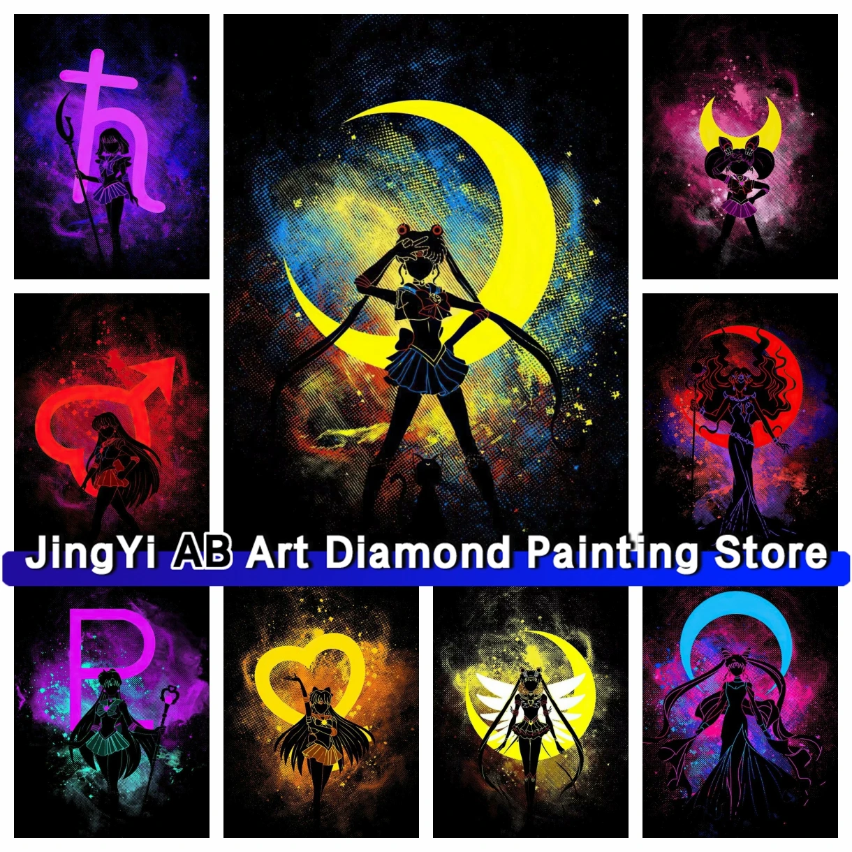 

Dark Dazzle Diamond Painting Sailor Moon Cartoon Anime Mosaic Diamond Embroidery Cross Stitch children's Bedroom Decoration Gift