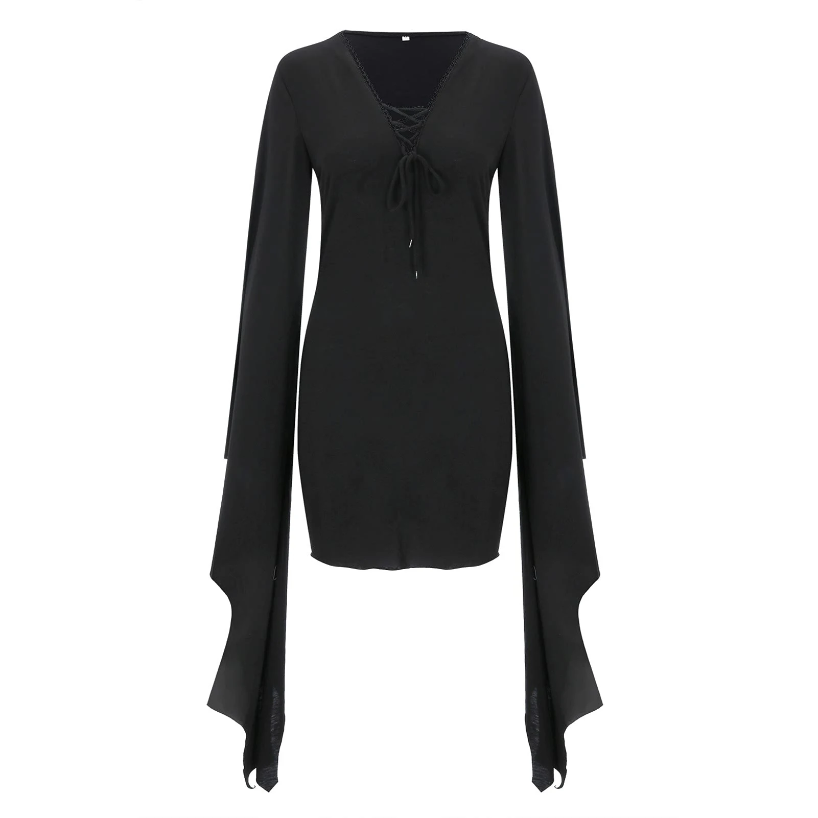 

Women's Bat Sleeve Bandage V-Neck Dress Vintage Cloak Hooded Blouse Suitable for Masquerade Ball Cosplay