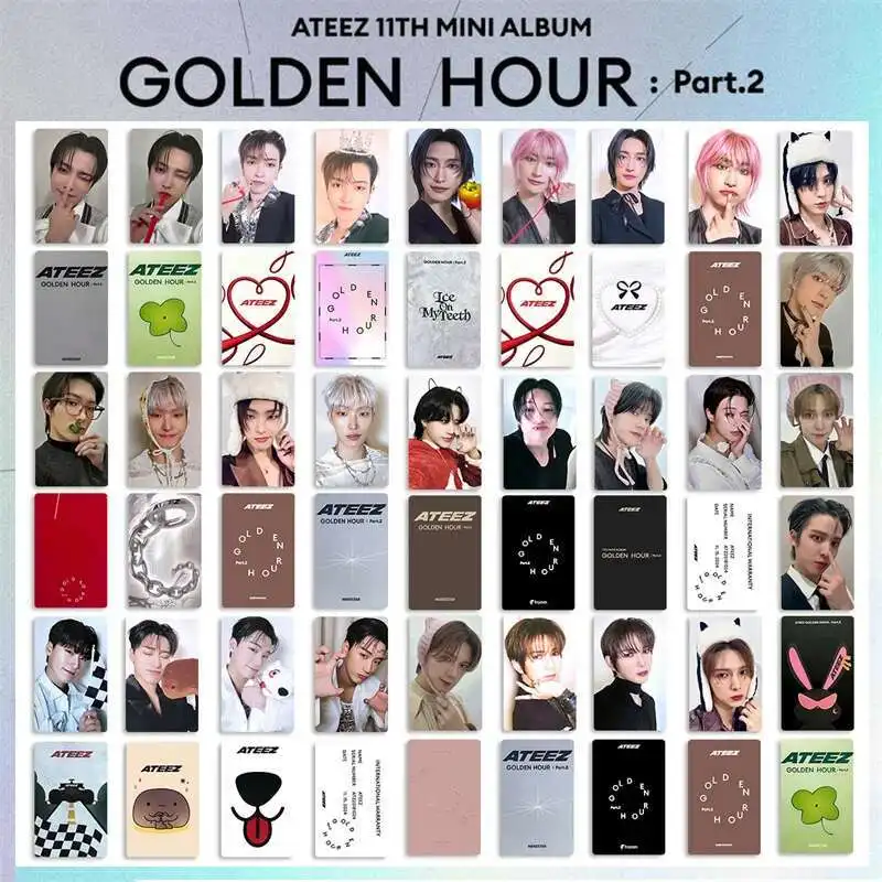 Lomo Cards Album Cards 4pcs/set ATEEZ Album LOMO Card GOLDEN HOUR : Part.2 Postcard Photo Card SAN HD High Quality Photo Fan Collection Girl Gift