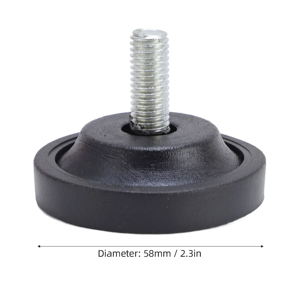 4pcs M10 고무 발에 나사가 있는 나사형 나사 검정색 직경 58mm 조정 가능한 가구 레벨러 고무 고무 발 범퍼