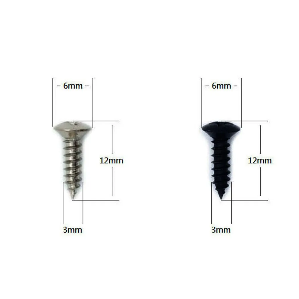 50pcs/set Guitar Pickguard Screws With Box 3*12mm Bass Metal Guitar Pickguard Screws Electric Guitar Plate Fixed Screw