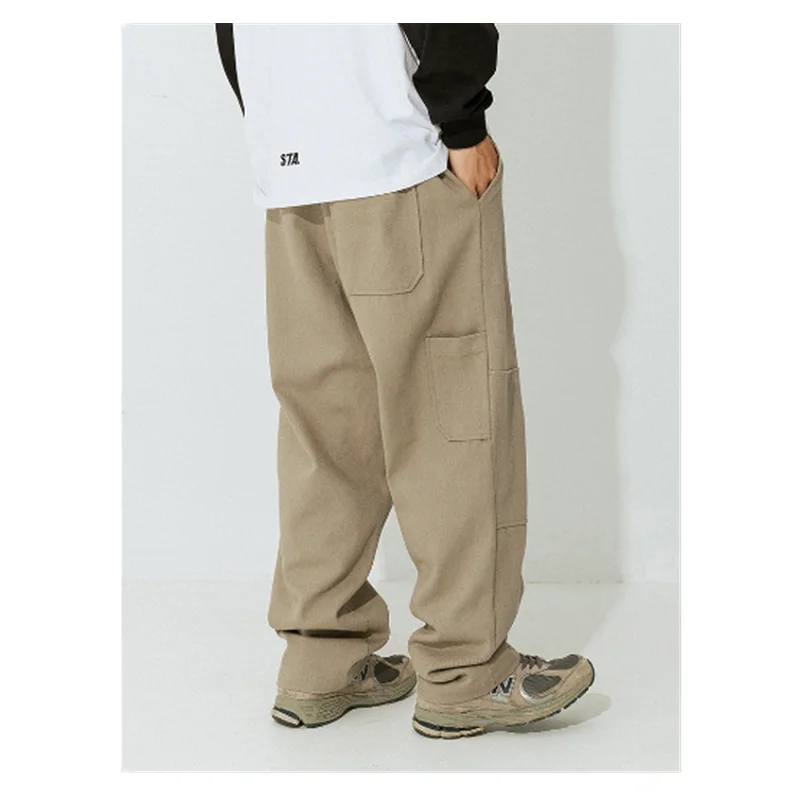 Vintage Washed Old Casual Pants for Men's Autumn and Winter New Side Pocket Design Loose Japanese Street Fashion Work Wear Pants