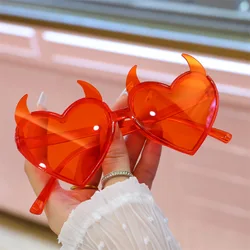 Stylish Red Demon Horns Love Glasses for Parties and Halloween (A)